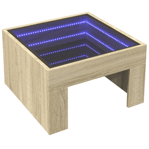 Mesa de Centro, Mesa baixa, luzes LED Infinity 50x50x30 cm carvalho sonoma