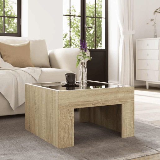Mesa de Centro, Mesa baixa, luzes LED Infinity 50x50x30 cm carvalho sonoma
