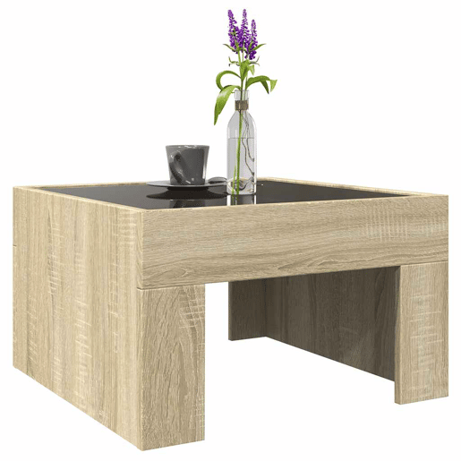 Mesa de Centro, Mesa baixa, luzes LED Infinity 50x50x30 cm carvalho sonoma