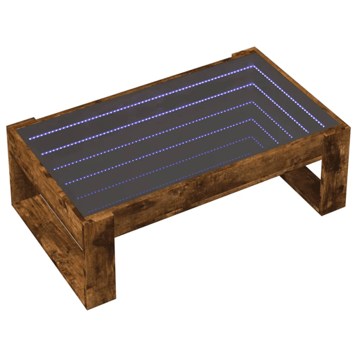 Mesa de Centro, Mesa baixa, luzes LED Infinity 90x53x30 cm carvalho fumado