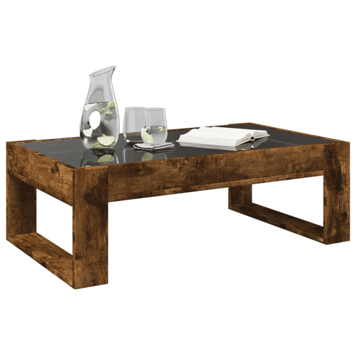 Mesa de Centro, Mesa baixa, luzes LED Infinity 90x53x30 cm carvalho fumado