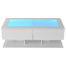 Mesa de centro 100x50x35 cm - Sofá com gavetas, mesa com LED e vidro - Branco