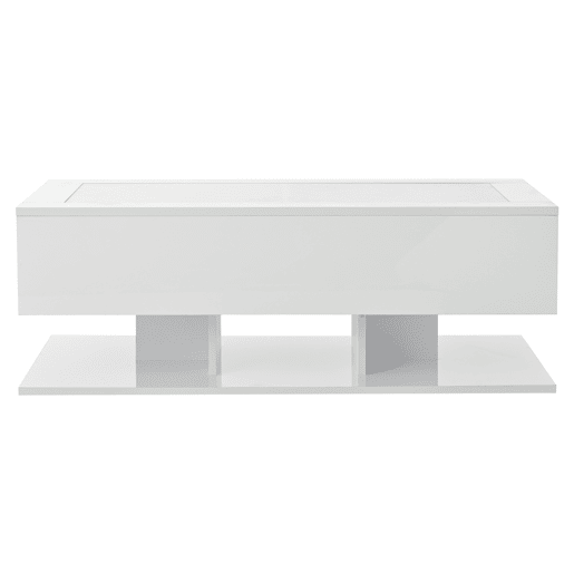 Mesa de centro 100x50x35 cm - Sofá com gavetas, mesa com LED e vidro - Branco