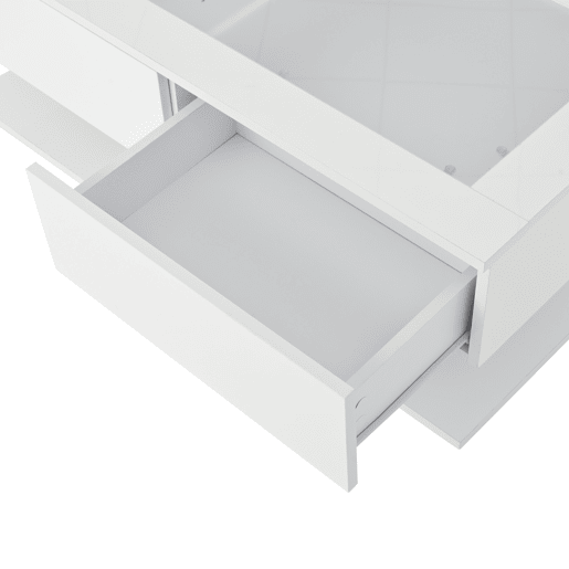 Mesa de centro 100x50x35 cm - Sofá com gavetas, mesa com LED e vidro - Branco