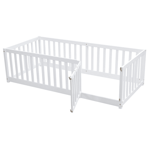 Cama de criança,cama de solteiro de madeira maciça 90x200 cm,branco