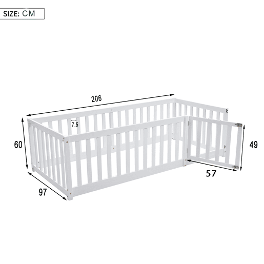 Cama de criança,cama de solteiro de madeira maciça 90x200 cm,branco