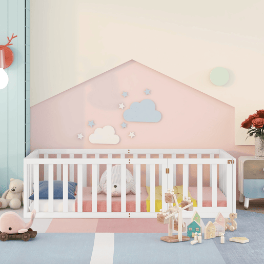Cama de criança,cama de solteiro de madeira maciça 90x200 cm,branco
