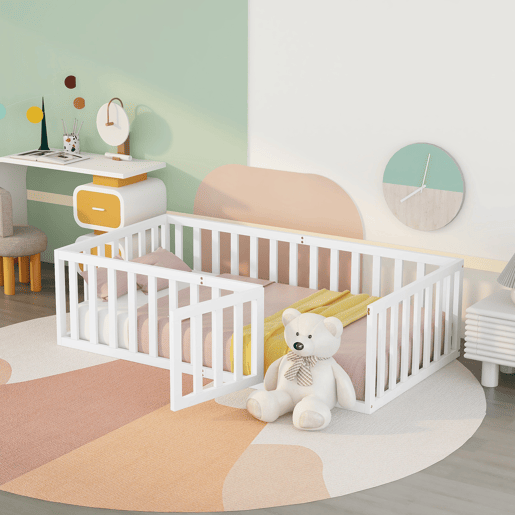 Cama de criança,cama de solteiro de madeira maciça 90x200 cm,branco