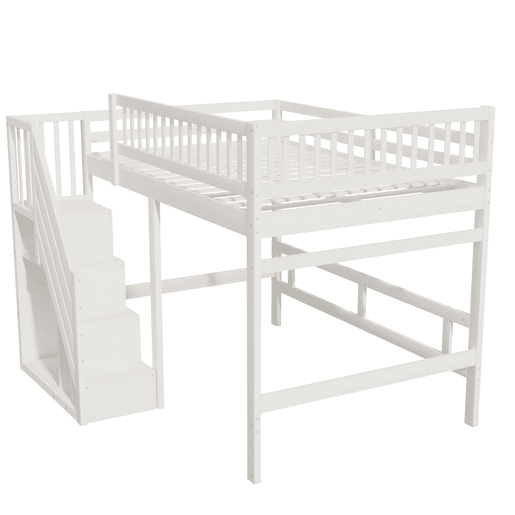 Cama de criança,cama alta de madeira maciça 140x200 cm,branco