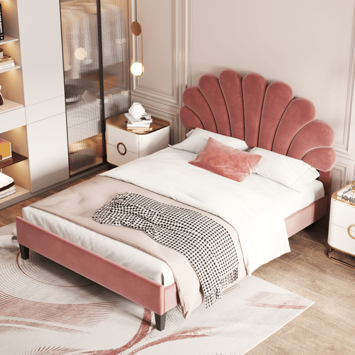 Cama de criança,cama de casal de veludo 140x200 cm,vermelho