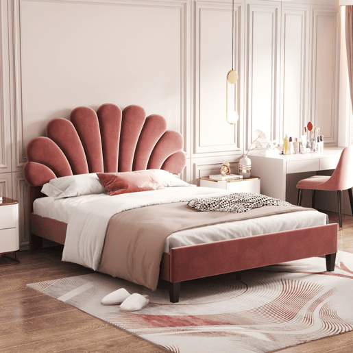Cama de criança,cama de casal de veludo 140x200 cm,vermelho
