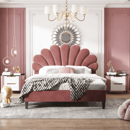 Cama de criança,cama de casal de veludo 140x200 cm,vermelho