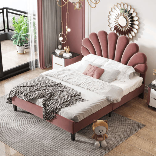 Cama de criança,cama de casal de veludo 140x200 cm,vermelho