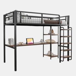 Cama de criança,cama alta de metal 90x200 cm,preto