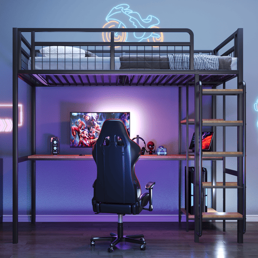 Cama de criança,cama alta de metal 90x200 cm,preto