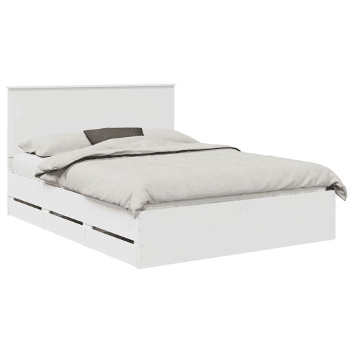 Estrutura De Cama De Casal Moderno - Branco 150 x 200 cm Madeira de Engenharia