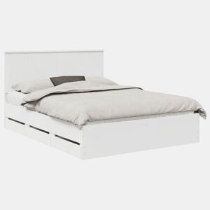 Estrutura De Cama De Casal Moderno - Branco 150 x 200 cm Madeira de Engenharia