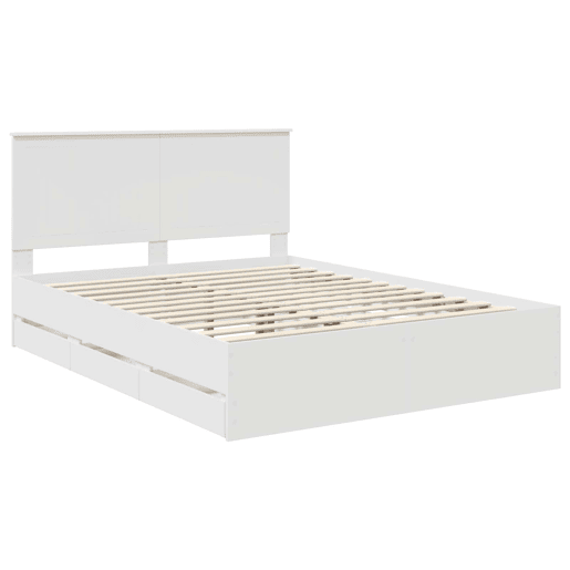 Estrutura De Cama De Casal Moderno - Branco 150 x 200 cm Madeira de Engenharia