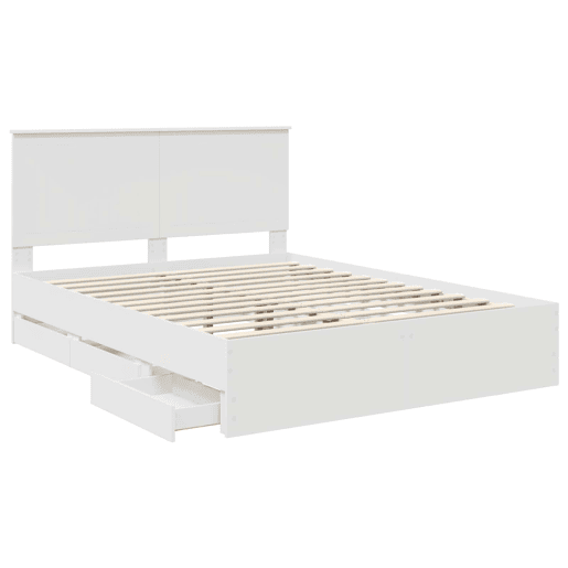 Estrutura De Cama De Casal Moderno - Branco 150 x 200 cm Madeira de Engenharia