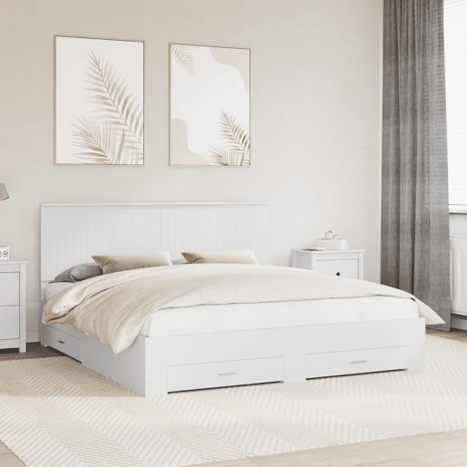 Estrutura De Cama De Casal Moderno - Branco 180 x 200 cm Madeira processada