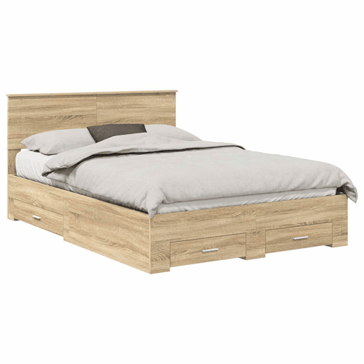 Estrutura da Cama de casal moderno com cabeceira Carvalho Sonoma 150 x 200 cm