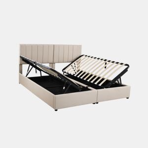 Cama de criança,cama de casal de tecido 180x200 cm com armazenamento,bege