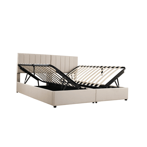 Cama de criança,cama de casal de tecido 180x200 cm com armazenamento,bege