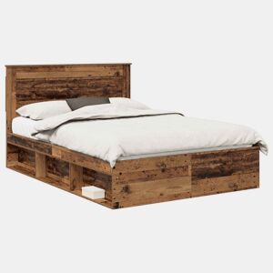 Estrutura de cama de casal com cabeceira - Madeira antiga 150 x 200 cm