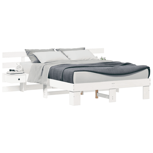 Estrutura da Cama de casal simple com cabeceira Branco 160 x 200 cm Estrutura da Cama de casal simple com cabeceira Branco 160 x 200 cm