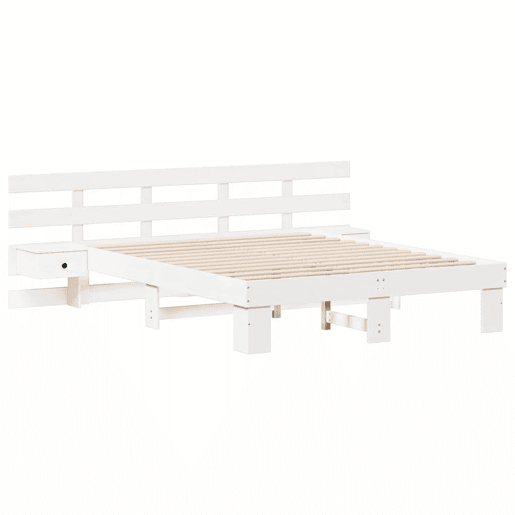 Estrutura da Cama de casal simple com cabeceira Branco 160 x 200 cm Estrutura da Cama de casal simple com cabeceira Branco 160 x 200 cm