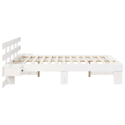 Estrutura da Cama de casal simple com cabeceira Branco 160 x 200 cm Estrutura da Cama de casal simple com cabeceira Branco 160 x 200 cm