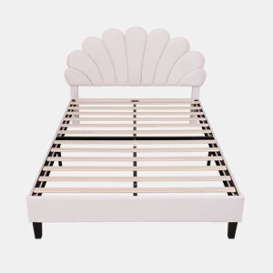 Cama de criança,cama de casal de veludo 140x200 cm,bege