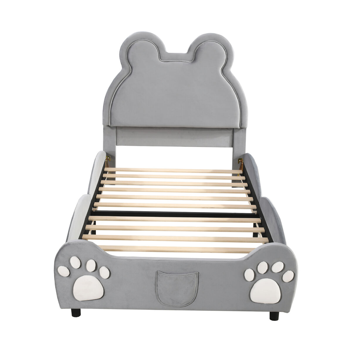 Cama infantil de terciopelo 90x210 Gris