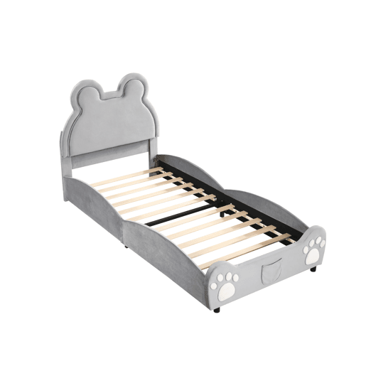 Cama de criança,cama de solteiro de veludo 90x200 cm,cinza