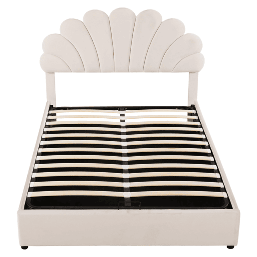 Cama de criança,cama de casal de veludo 140x200 cm com armazenamento,bege
