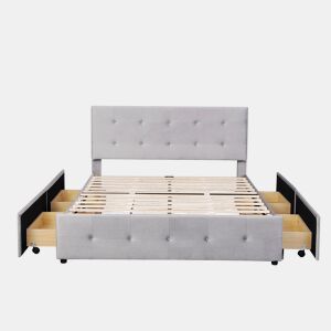 Cama de criança,cama de casal de veludo 140x200 cm,cinza