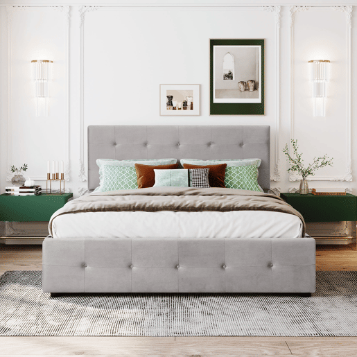 Cama de criança,cama de casal de veludo 140x200 cm,cinza