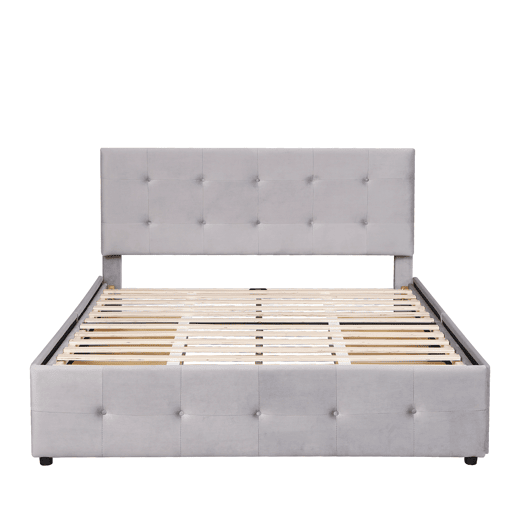 Cama de criança,cama de casal de veludo 140x200 cm,cinza