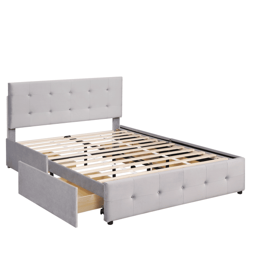 Cama de criança,cama de casal de veludo 140x200 cm,cinza