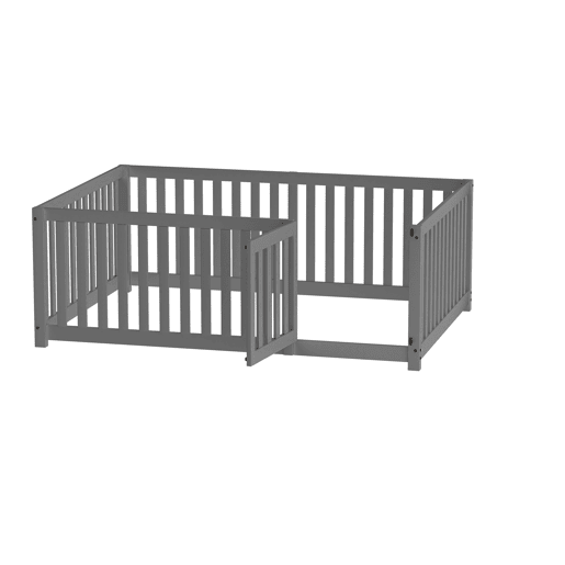 Cama de criança,cama de casal de madeira maciça 140x200 cm,cinza