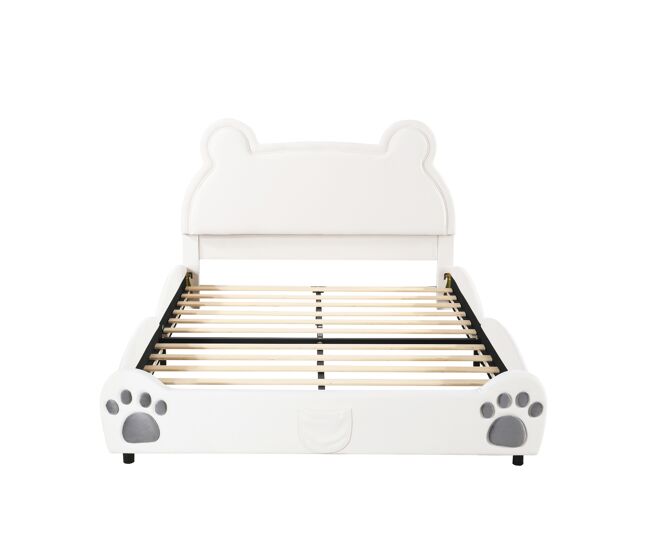 Cama infantil,cama de matrimonio de terciopelo 140x200 cm,blanco