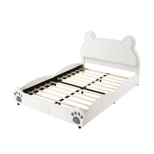 Cama de criança,cama de casal de veludo 140x200 cm,branco
