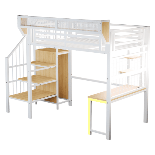 Cama de criança,cama alta de metal 90x200 cm com luz led,branco