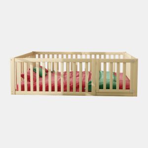 Cama de criança,cama de casal de madeira maciça 140x200 cm,natural