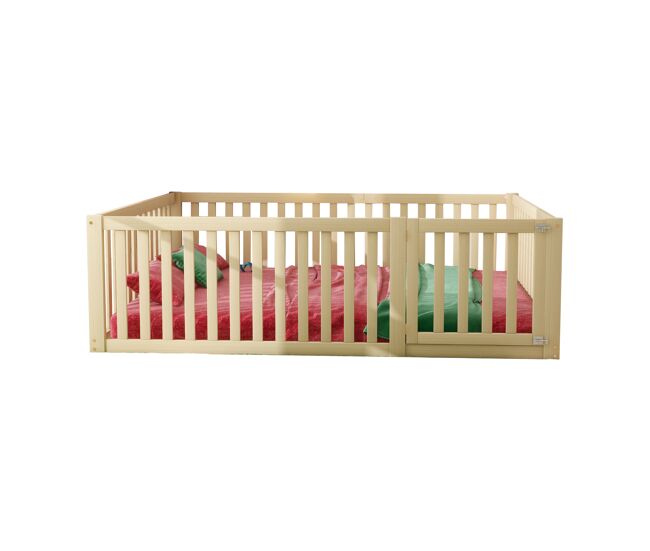 Cama infantil,cama de matrimonio de madera maciza 140x200 cm,natural