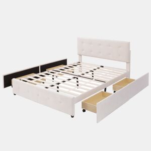 Cama de criança,cama de casal de veludo 140x200 cm,bege