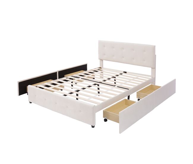 Cama infantil,cama de matrimonio de terciopelo 140x200 cm,beige
