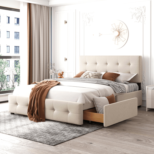 Cama de criança,cama de casal de veludo 140x200 cm,bege