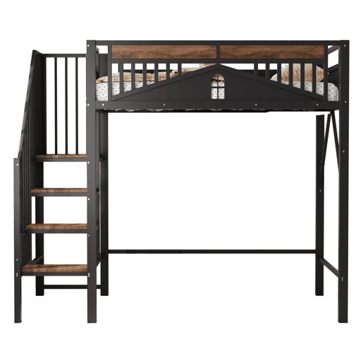 Cama de criança,cama alta de metal 90x200 cm,preto
