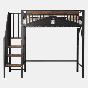 Cama de criança,cama alta de metal 90x200 cm,preto